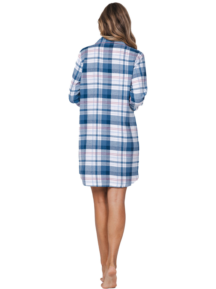 Nachthemd Flannel Check Blauw