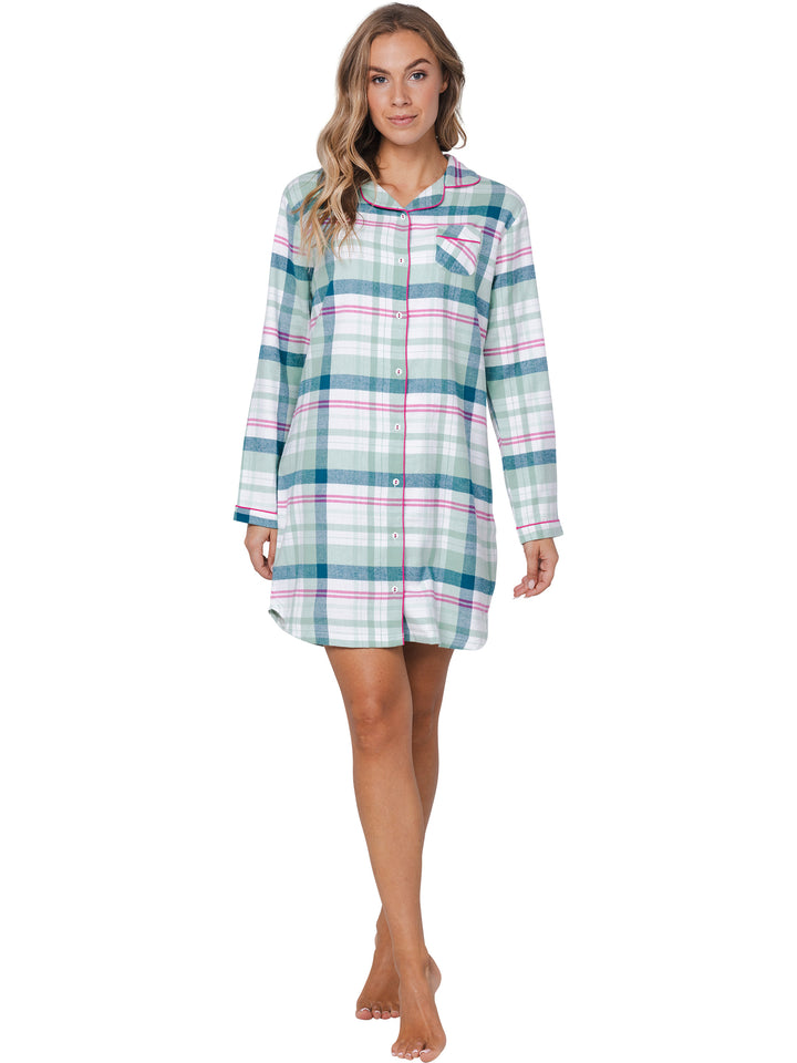 Nachthemd Flannel Check Groen