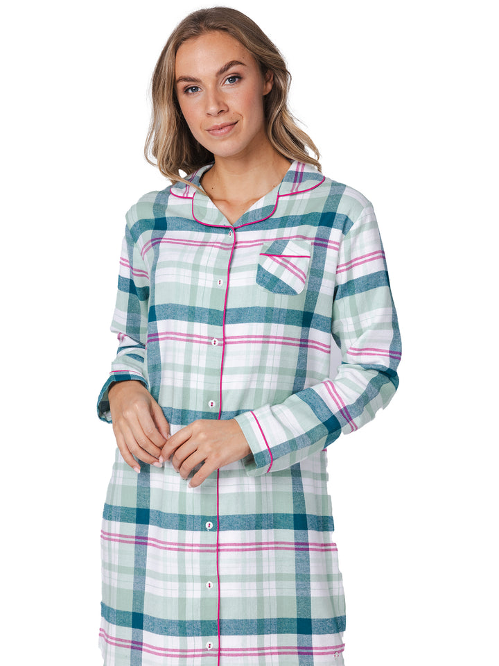 Nachthemd Flannel Check Groen