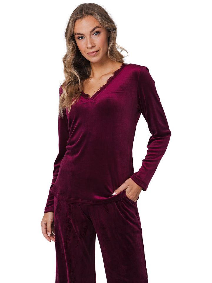 BINNENKORT BESCHIKBAAR - Premium huispak/pyjama Burgundy Dream
