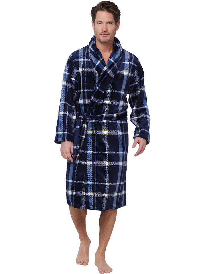 BINNENKORT BESCHIKBAAR - badjas Navy Check